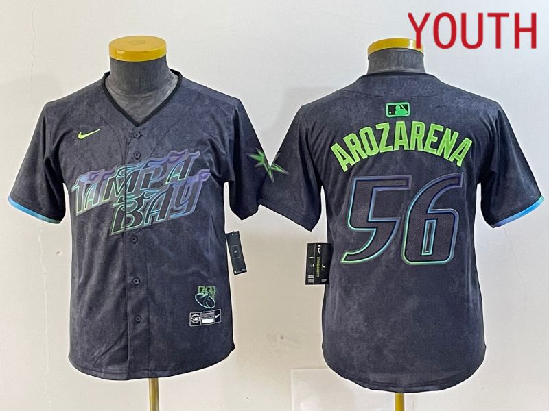 Youth Tampa Bay Rays 56 Randy Arozarena Nike MLB Limited City Connect Black 2024 Jersey style 4